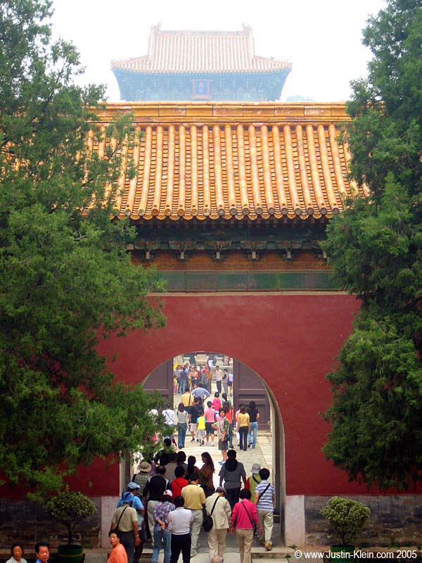 A foggy day in front of the Ming Tomb in Beijing.
