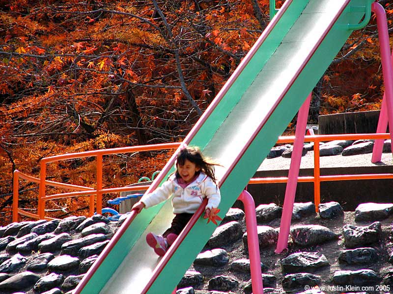 Weeee! Check out those autumn leaves.