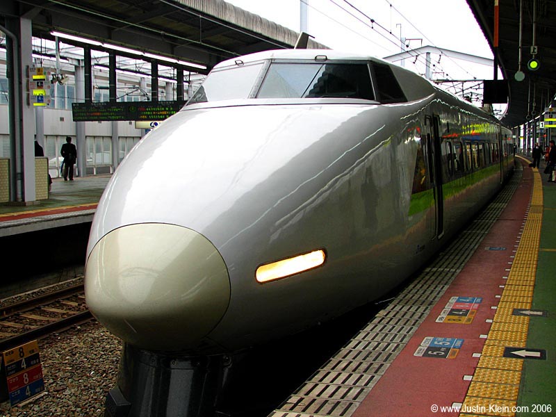 Shinkansen, Japan's bullet trains.  This is the least futuristic-looking model, but I think  it's cool because it looks so much like an airplane. 