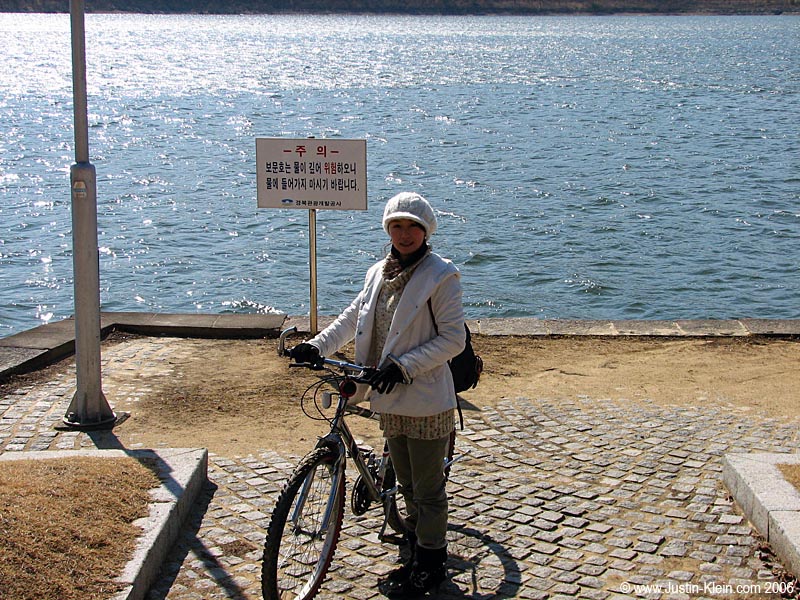The un-frozen half of a lake we circled on our bikes.