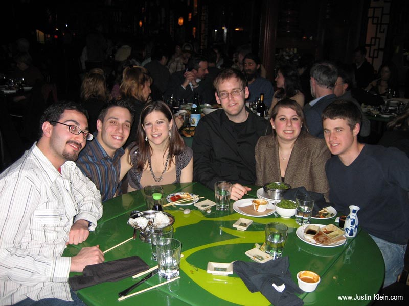 My best friends and I out to dinner in New York City.
