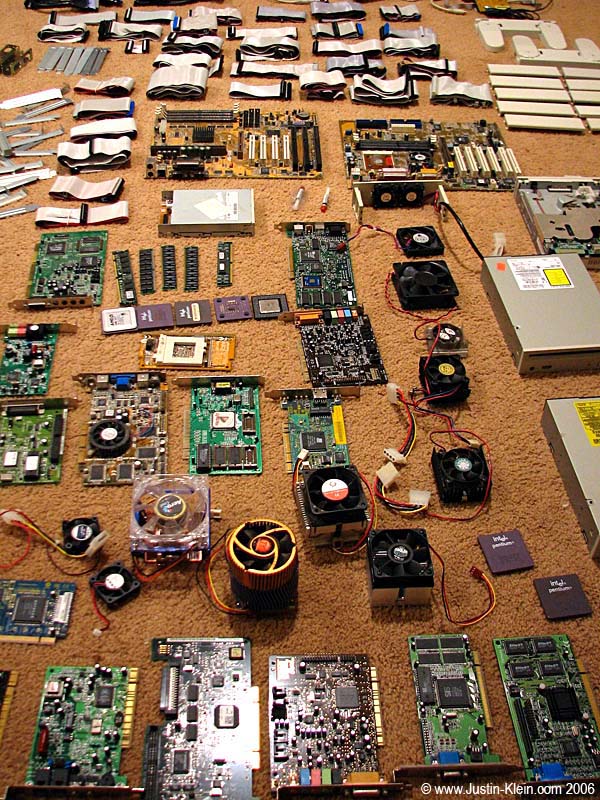 Some, not all of the outdated computer parts I found and got rid of.