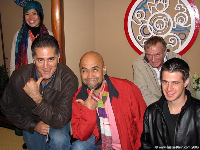 Dean, Kent and I with two of our hosts in the art gallery.  I'll bet you can't guess who the goofy one was. 