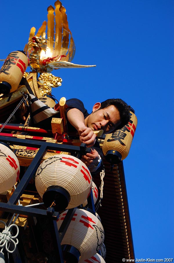 Preparing one of the floats for the Takayama Matsuri.