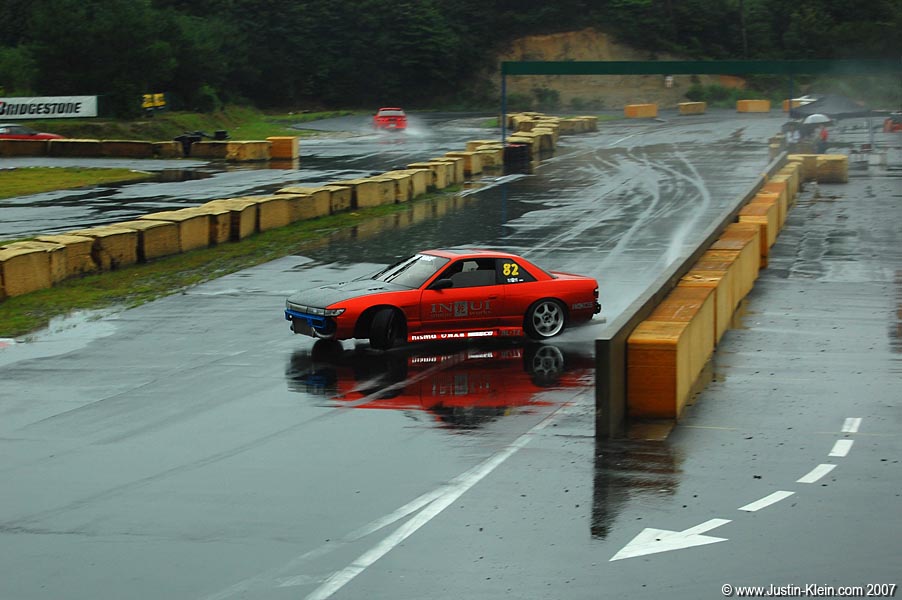 Check out the tracks in the water behind the car. You can see exactly where it flipped directions from the previous turn.