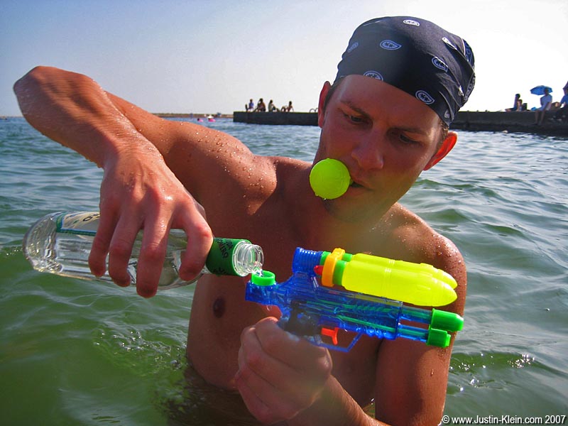 My new Hungarian buddy Laszlo gets creative with his squirt gun.  Brilliant! 