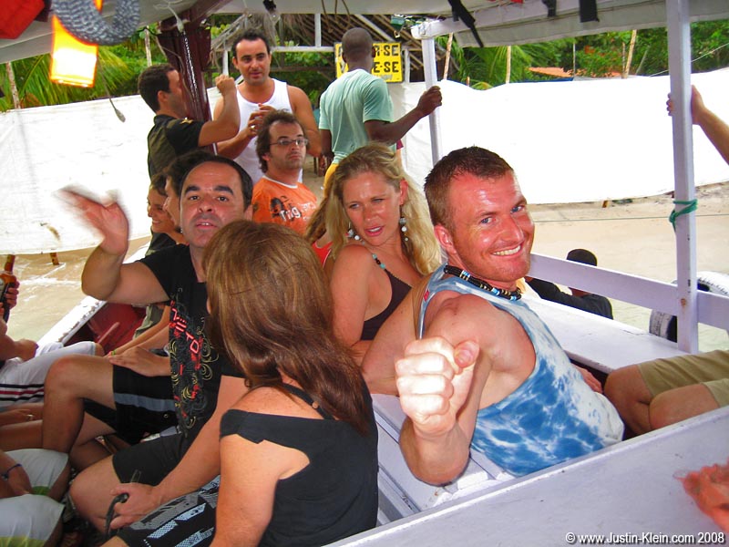 Johnny on the boat back from the party. 