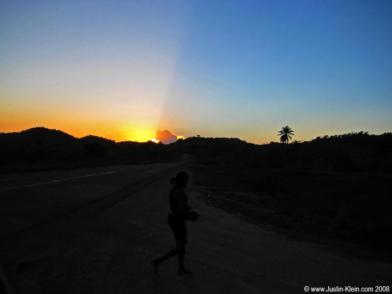 Sunset over a long road to nowhere. 
