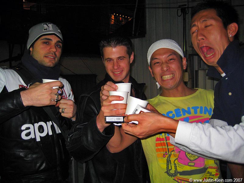 Stefan, me, A-Bar's manager, and Big Kosuke.  The manager was nice enough to bring out a pile of free beers in honor of my departure. 