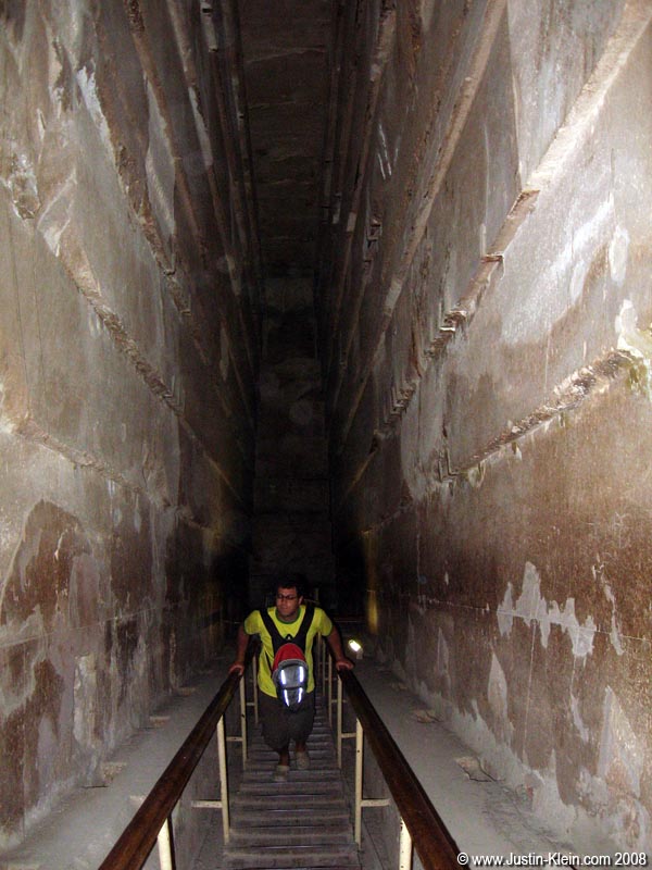 Climbing inside the Great Pyramid.