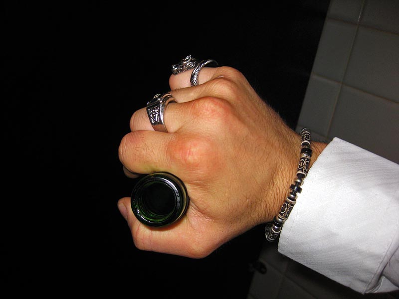Two of the items on the list for Korea: a new white dress shirt and party bling, both shown here.