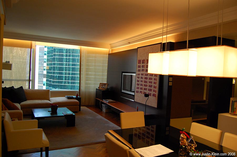 The livingroom. Keep in mind the premium of space on Hong Kong Island - comparable (probably) to Tokyo or New York. My previous lodging in Kowloon was about the size of a shoebox.