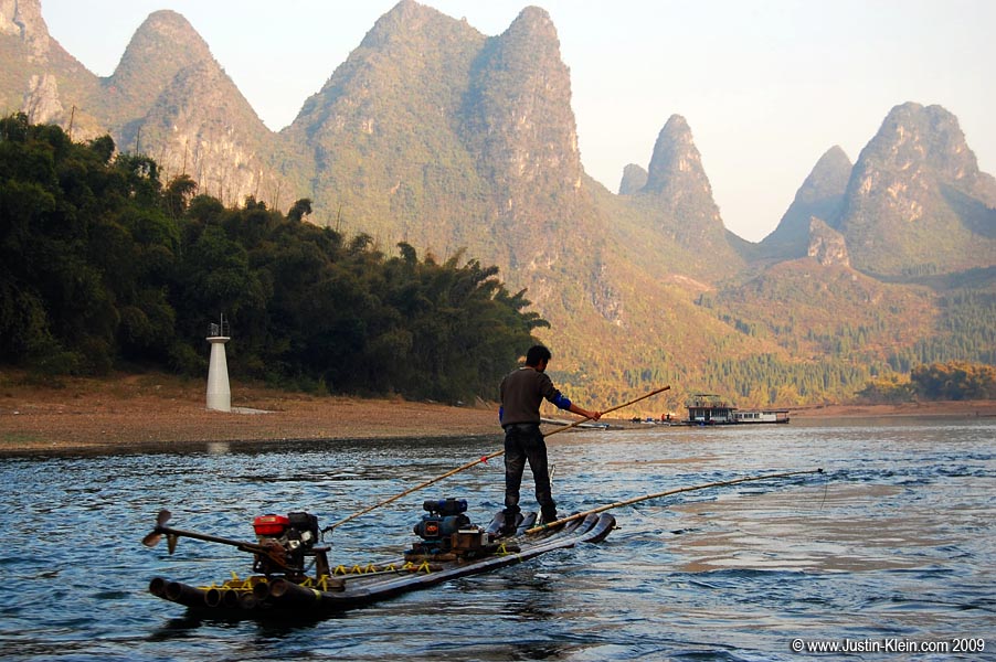 Floating downriver towards Yangshuo. 