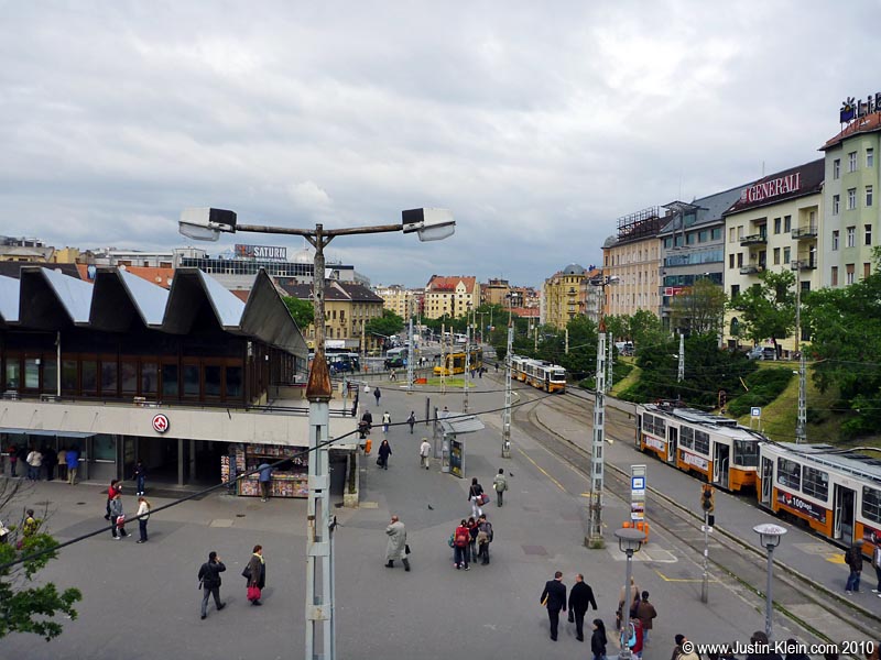 Looking down on Moscow Square, Buda's main transit hub.