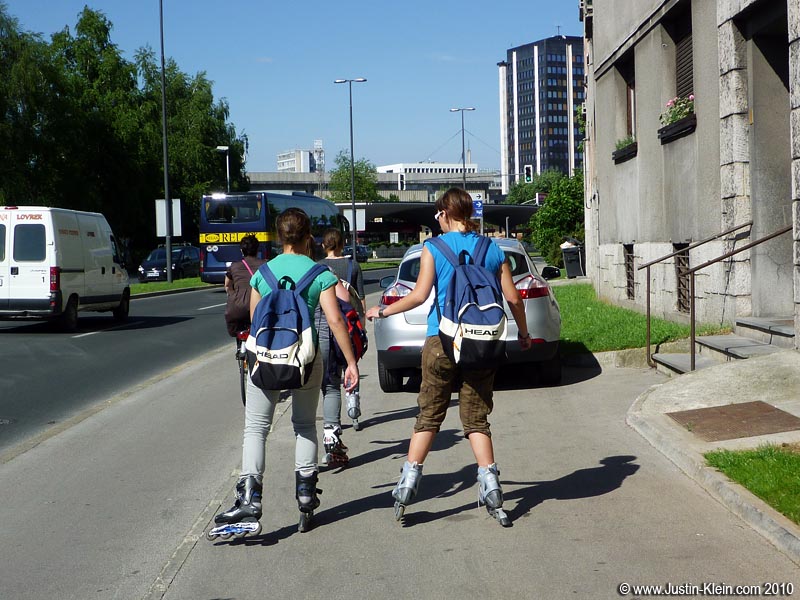 Rollerblades are one of Ljubljana's main forms of transport.