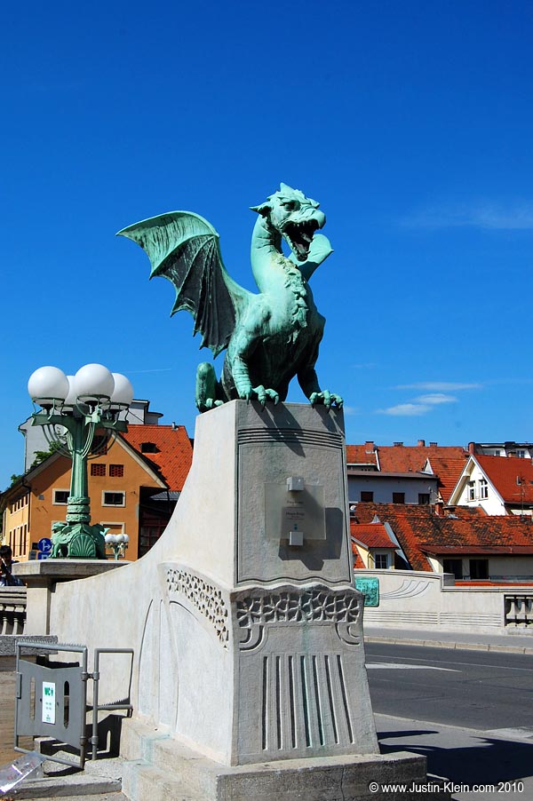 The Dragon Bridge, one of Ljubljana's more well-known landmarks.