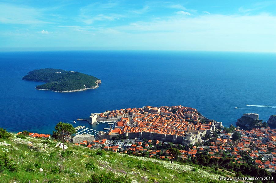 Looking down on the old walled city of Dubrovnik.