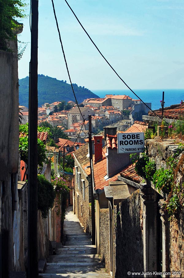 Walking down the hill towards the old city.