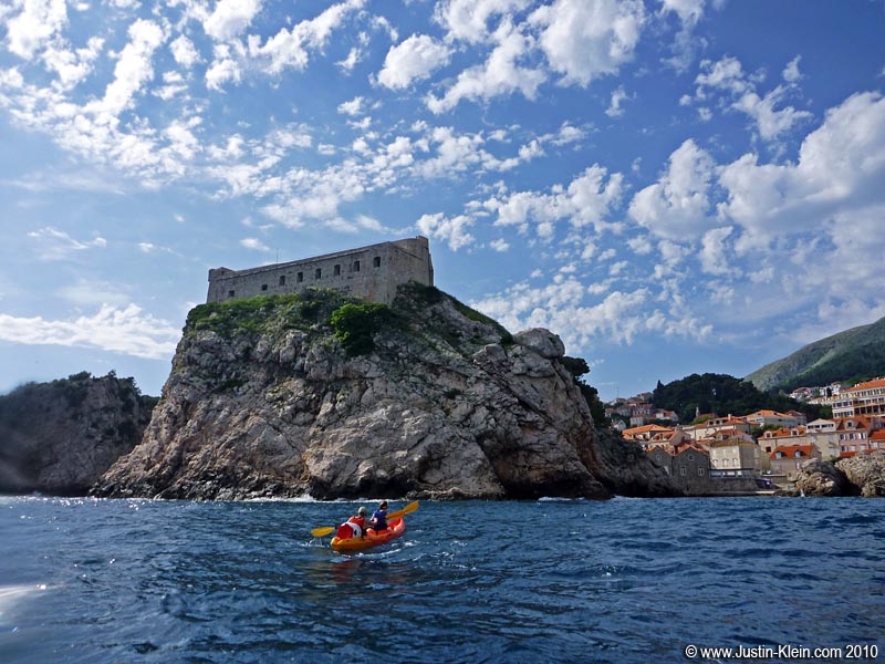 Kayaking off the coast of Dubrovnik.
