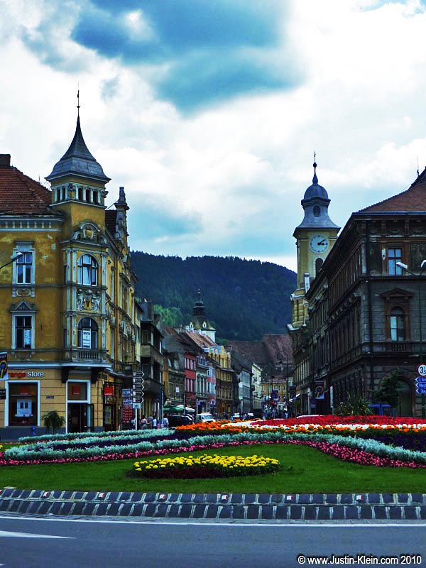 Walking down the main street into town.