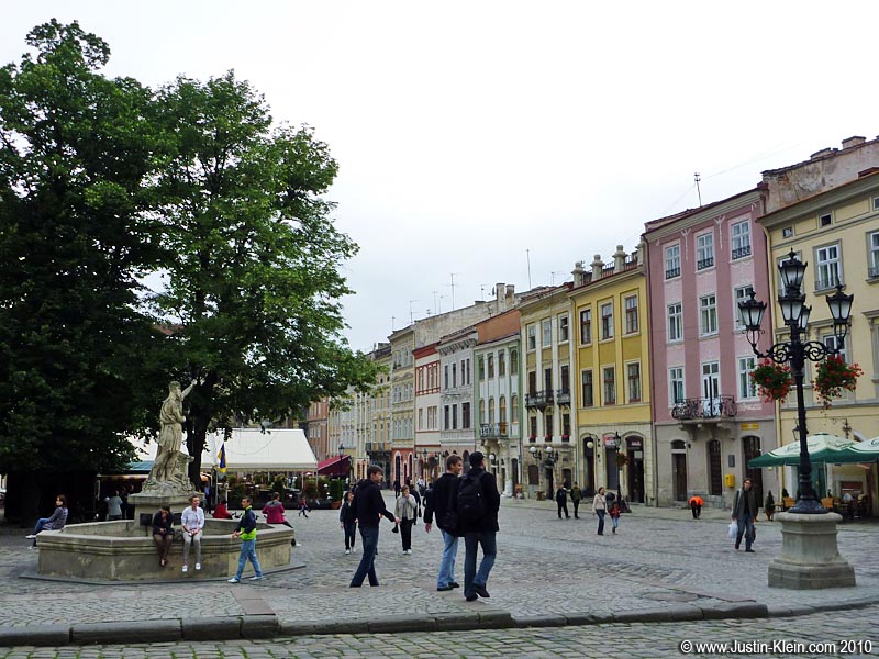 Ploscha Rynok, the old market square of Lviv - and a UNESCO World Heritage Site.