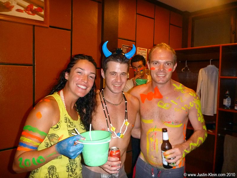 Our neighbors at Coral Bungalows, getting painted up for the FMP.