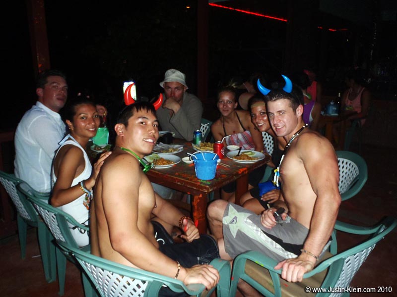 Dinner with the Danes and the Dutch. From left to right, Simon, Weena, Herb, myself, forgot, forgot, and Olmo.