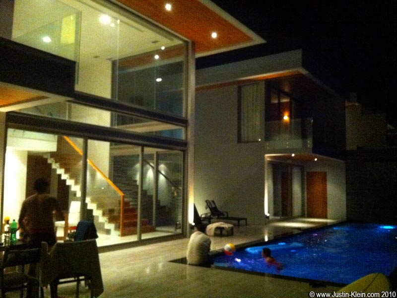 Blurry iPhone photo at night. Kelly, Wan, & Stefan were in the rooms on the right; Herb & I were on the left.