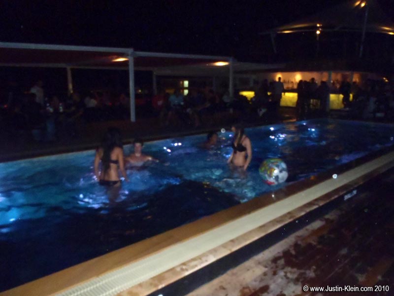 Next we'd usually go to Famous, a recently-opened club with a glass-bottom pool on the roof.  Free admission before 1am, with a free drink.  Unfortunately it was often pretty quiet.