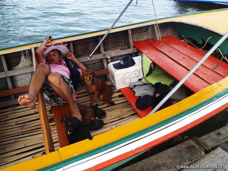 A lazy boatman and his trusty companions.