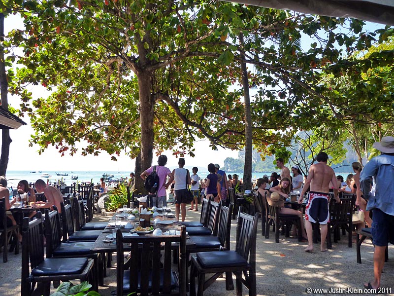 This eatery was actually in Railay, but the concept is basically the same: 100% foreign customers, 500% normal Thai prices.
