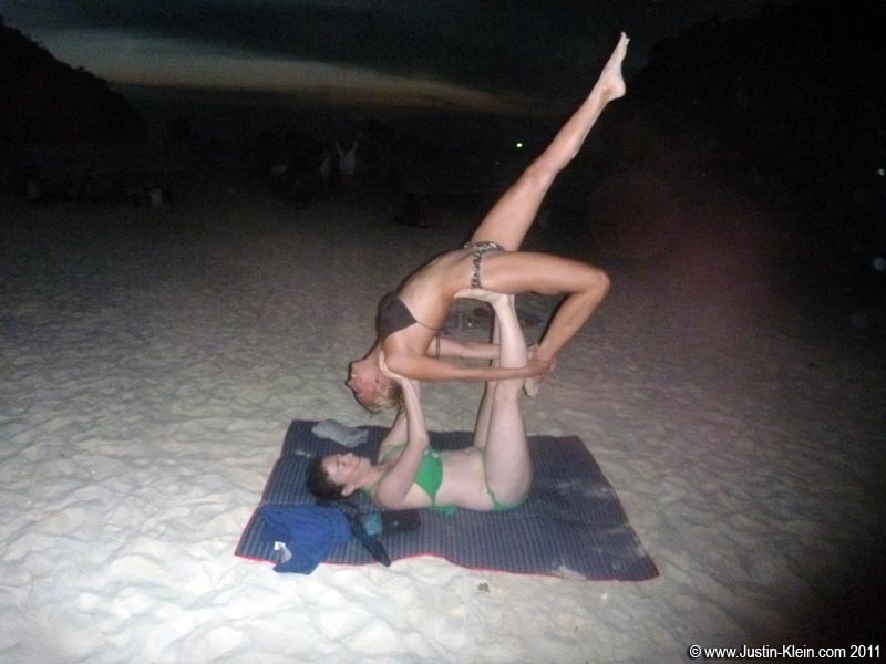 Some friends goofing off, as we wait for the tides to light up.