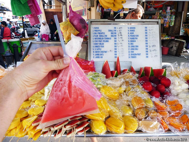 Fresh fruit smoothie in a bag.