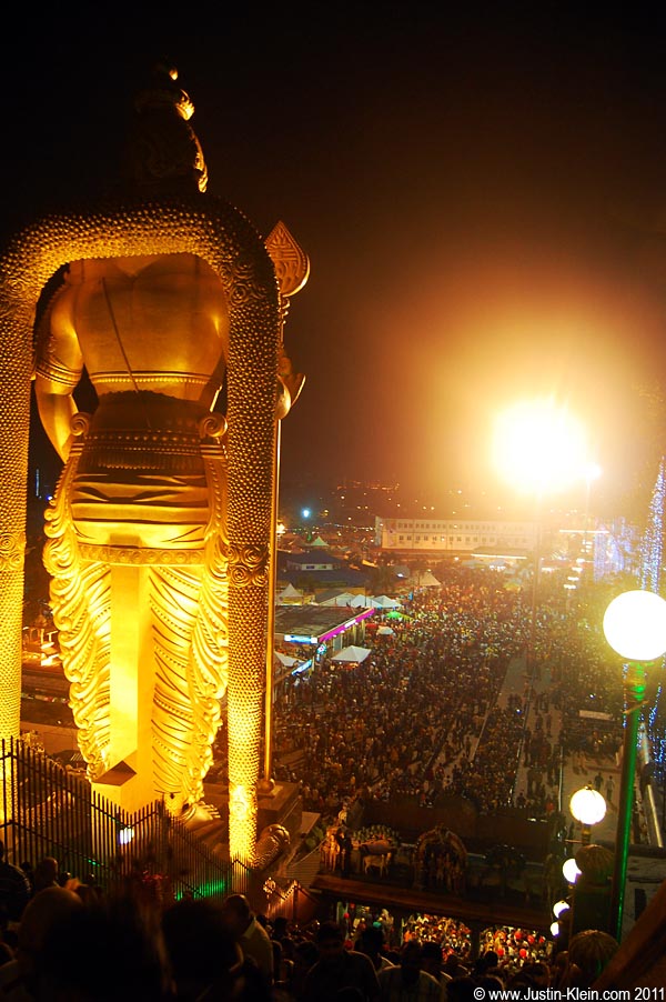 Steps to the Batu Caves, with the world's biggest statue of Murugan towering out front.