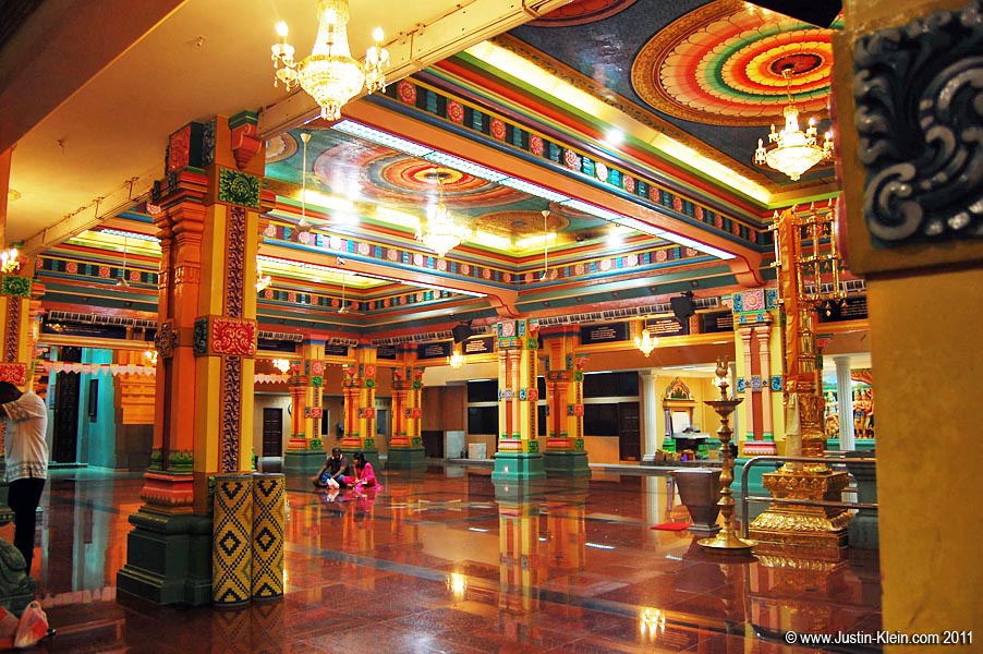 The temple's brilliantly colorful interior.