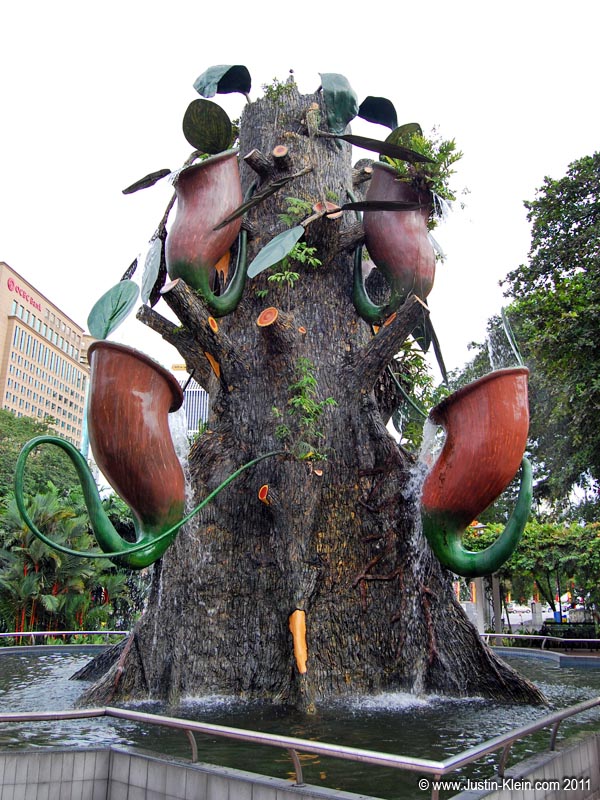 The bizarre pitcherplant fountain, where I was sitting when approached by the "just-released ex-con."