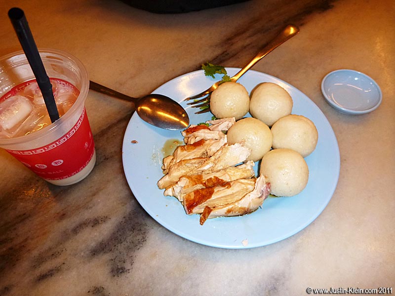 Chicken and riceballs are a known specialty in Melaka.