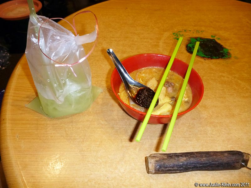 Takeaway drinks are sold in plastic bags rather than cups.