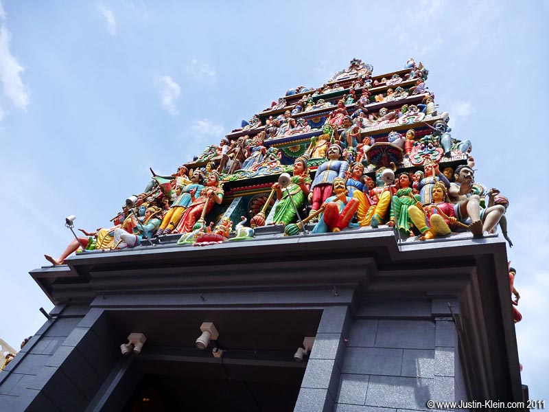 The colorful entrance to Sri Mariamman Temple.