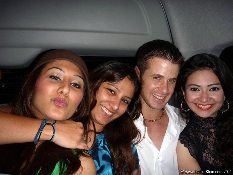 Crammed in a party bus to the Marina Bay Sands.