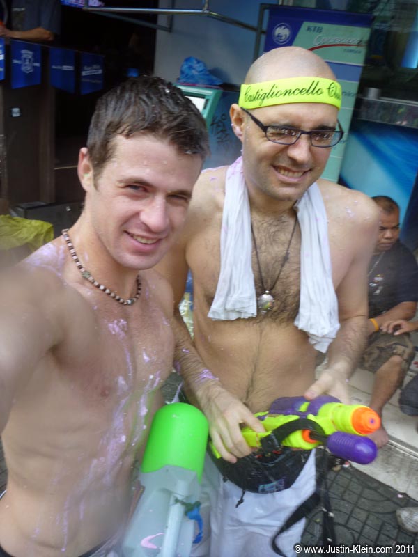 Stefano and I washing off the chalk.