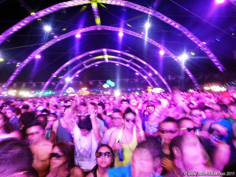Looking back at the crowd in front of circuitGROUNDS, one of EDC's <i>six</i> enormous stages.