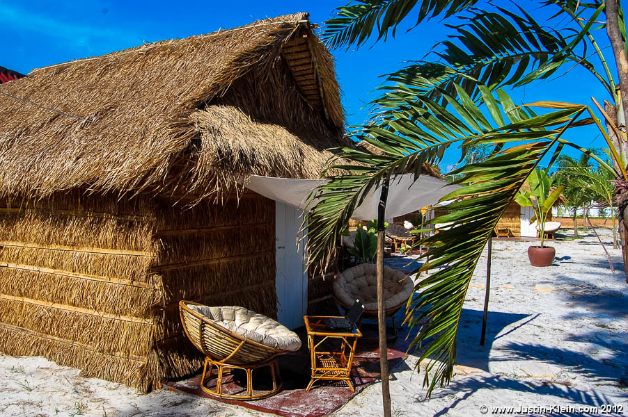 My bungalow in Otres Beach, about 10 steps from the crystal-clear water.  It just doesn't get any better than this.